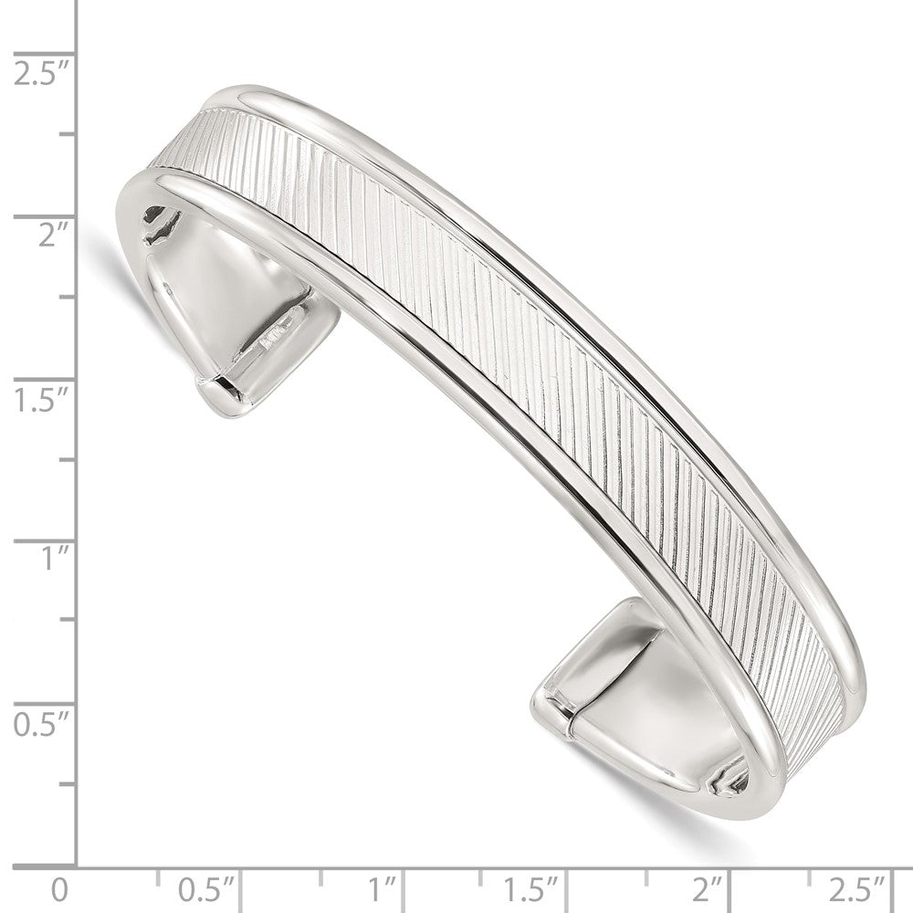Sterlingsilber Poliert Strukturiert Manschette Armreif Armband