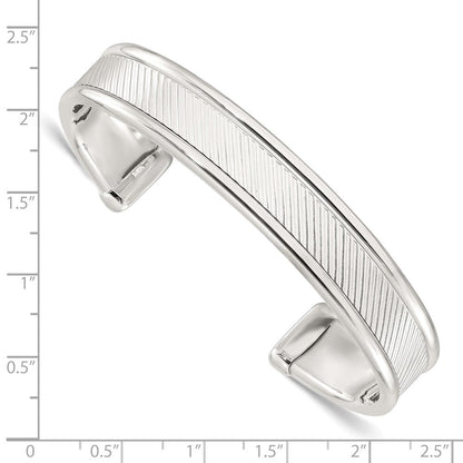 Sterlingsilber Poliert Strukturiert Manschette Armreif Armband