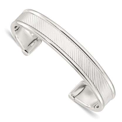 Sterlingsilber Poliert Strukturiert Manschette Armreif Armband