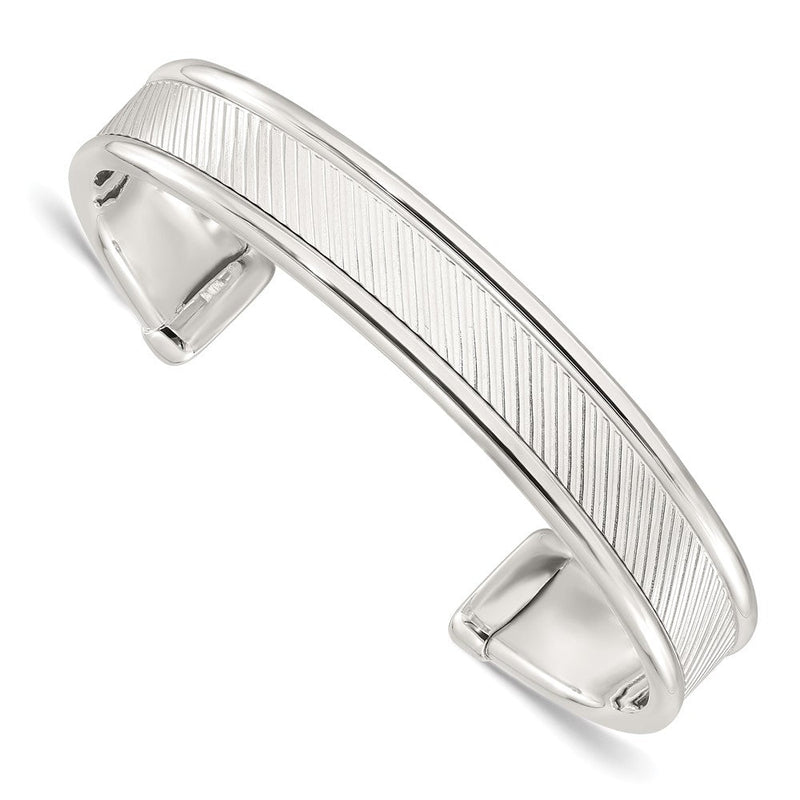 Sterlingsilber Poliert Strukturiert Manschette Armreif Armband