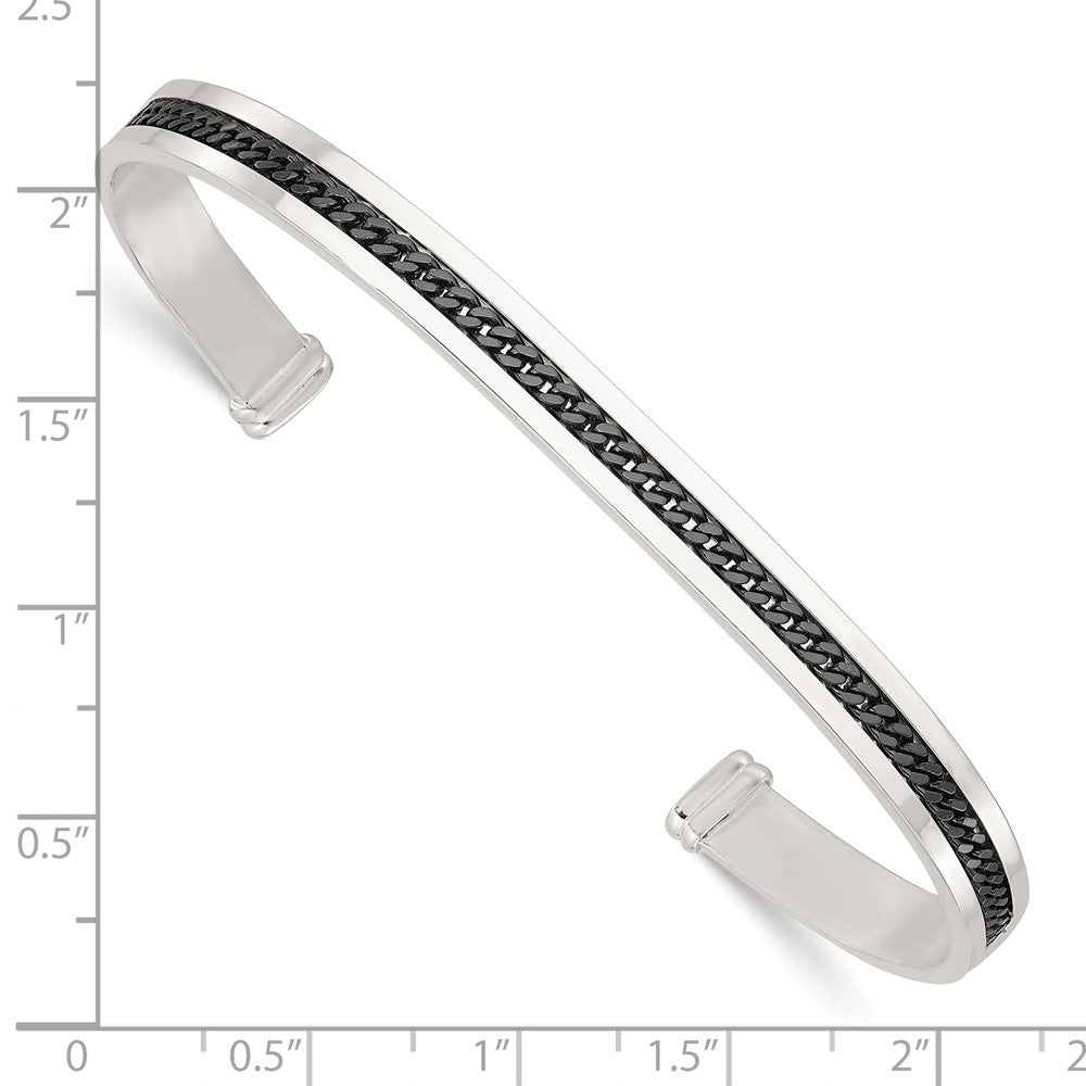 Sterlingsilber mit Schwarz Rhodium Einlage Manschette Armreif