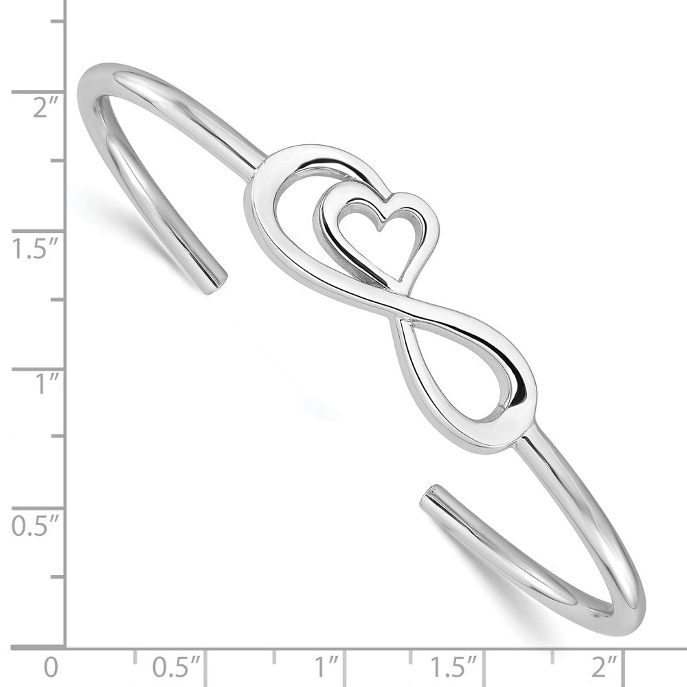 Sterlingsilber Rhodiniert Herz Unendlichkeit Symbol Manschette Armreif
