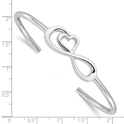 Sterlingsilber Rhodiniert Herz Unendlichkeit Symbol Manschette Armreif