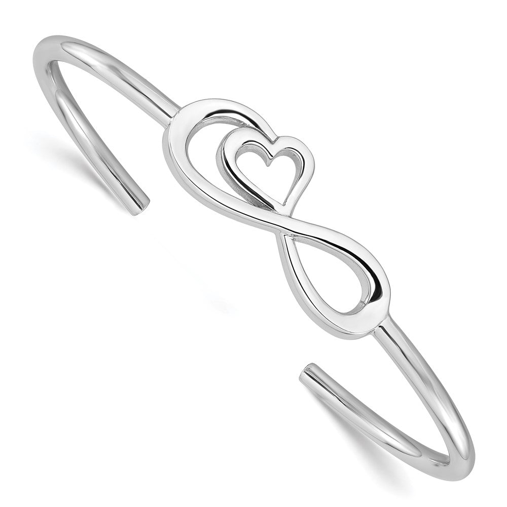 Sterlingsilber Rhodiniert Herz Unendlichkeit Symbol Manschette Armreif