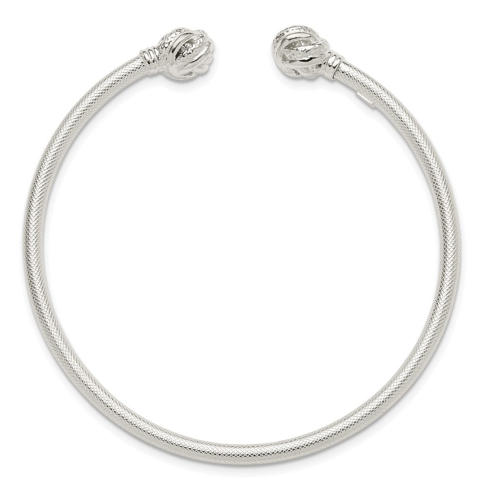 Sterlingsilber Strukturiert Liebe Knoten Manschette Armreif