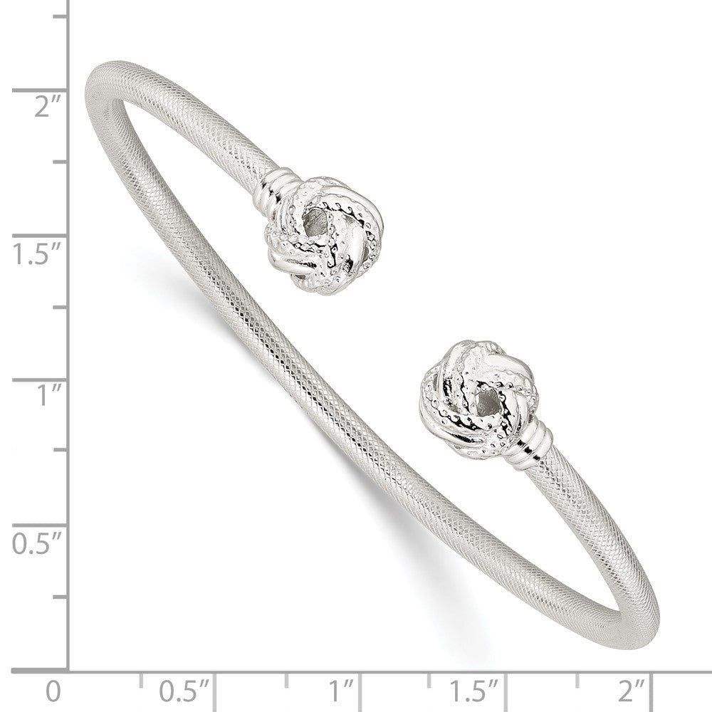 Sterlingsilber Strukturiert Liebe Knoten Manschette Armreif