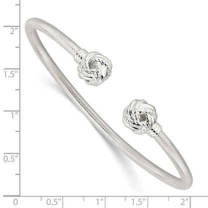 Sterlingsilber Strukturiert Liebe Knoten Manschette Armreif