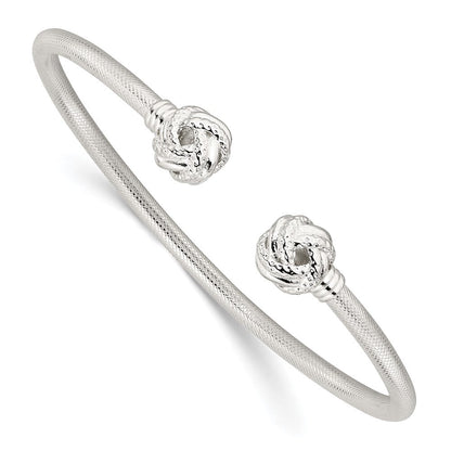 Sterlingsilber Strukturiert Liebe Knoten Manschette Armreif
