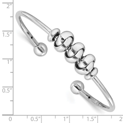 Sterlingsilber Rhodiniert Poliert Knoten Perlen Manschette Armreif