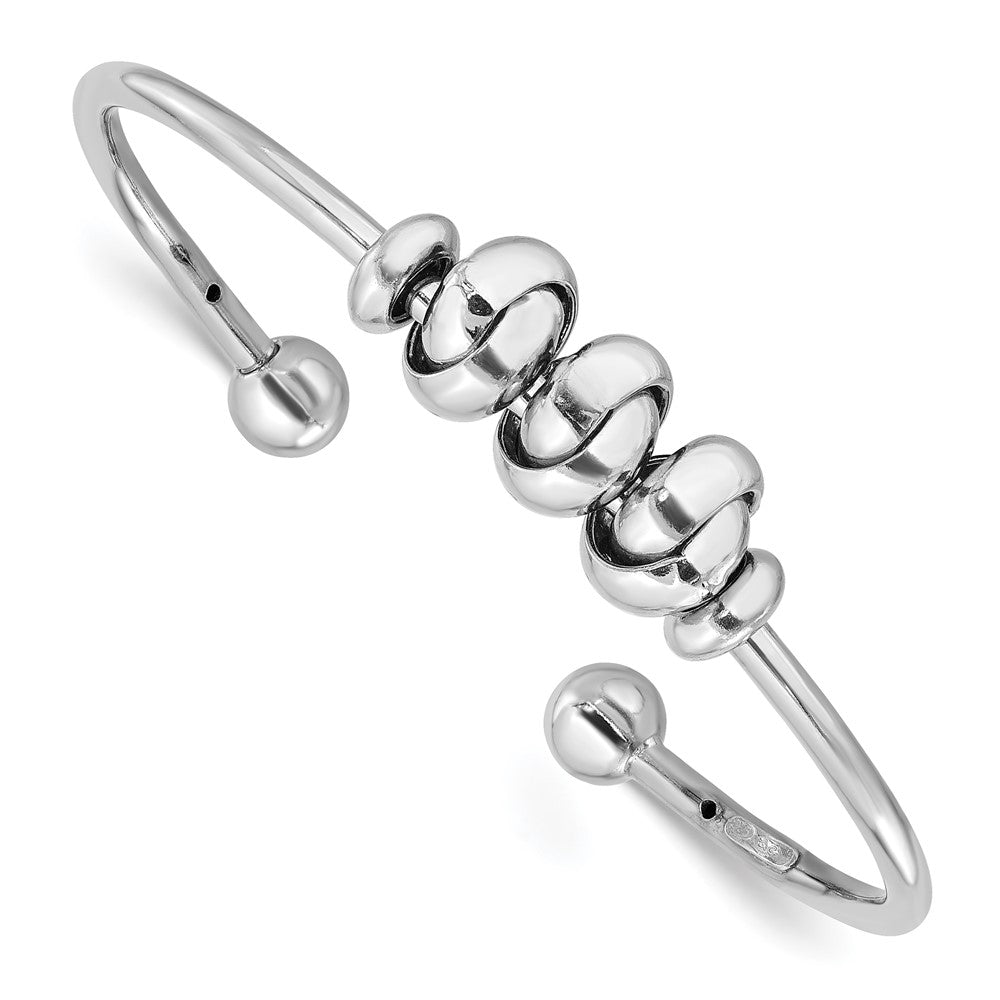 Sterlingsilber Rhodiniert Poliert Knoten Perlen Manschette Armreif