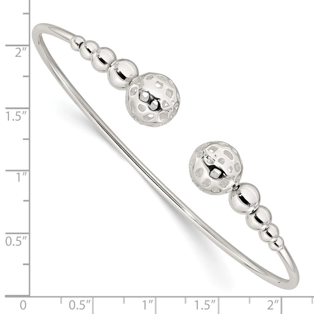 Sterlingsilber Poliert Gekugelt Manschette Armreif