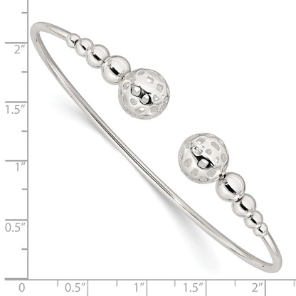 Sterlingsilber Poliert Gekugelt Manschette Armreif