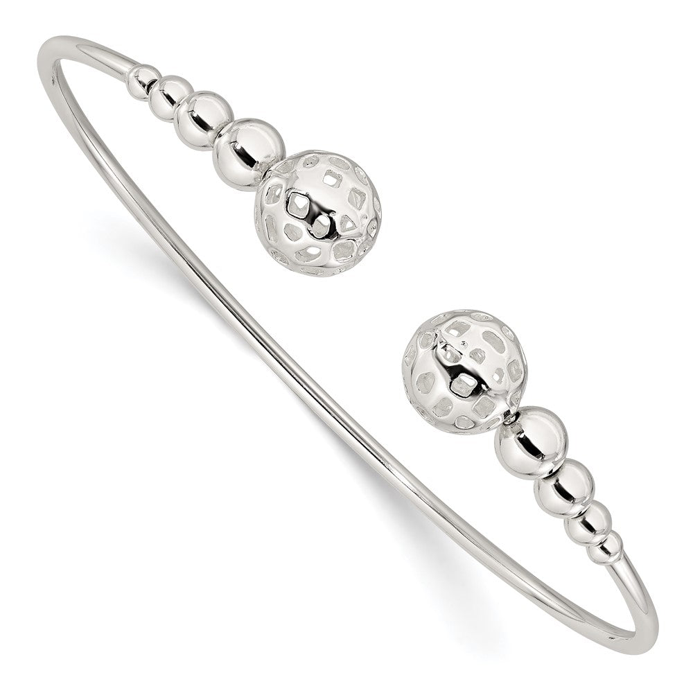 Sterlingsilber Poliert Gekugelt Manschette Armreif