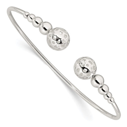 Sterlingsilber Poliert Gekugelt Manschette Armreif
