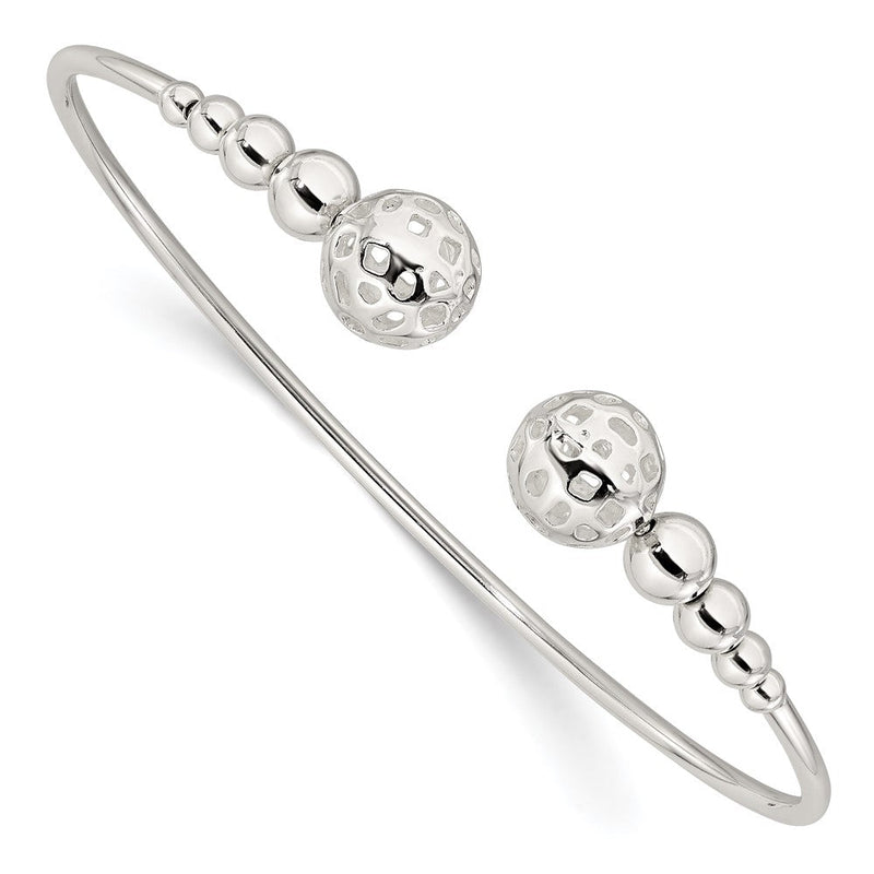 Sterlingsilber Poliert Gekugelt Manschette Armreif