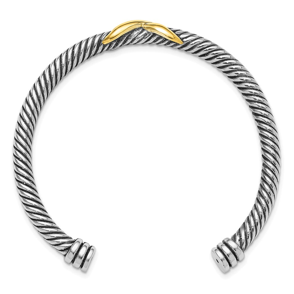 Sterlingsilber Antikisiert und Goldfarben Unendlichkeit Manschette Armreif