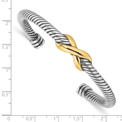 Sterlingsilber Antikisiert und Goldfarben Unendlichkeit Manschette Armreif
