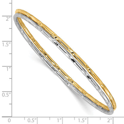 Sterlingsilber Rhodiniert Goldfarben Diamantiert Set Of 2 Bangles