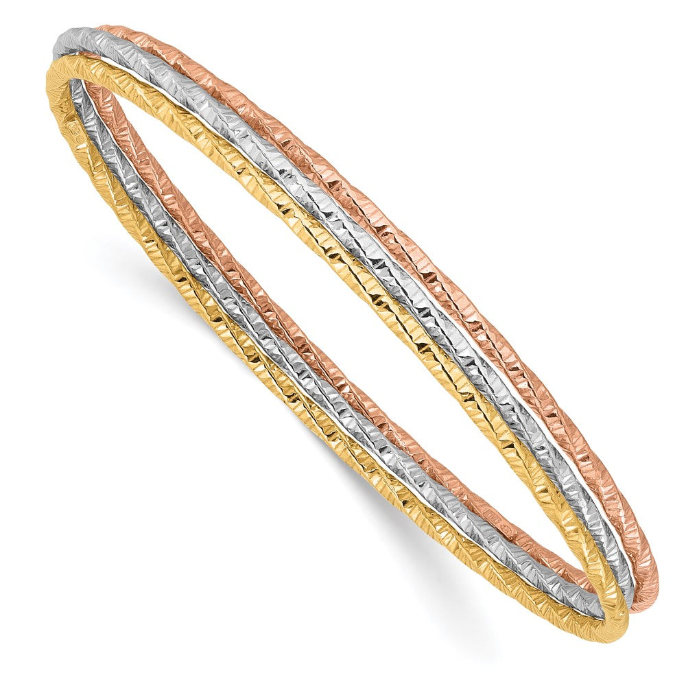 Sterlingsilber Rhodiniert Gold Roséfarben Diamantiert Set Of 3 Bangles