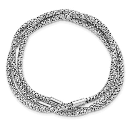 Sterlingsilber Rhodiniert 3 Intertwined Dehnbar Netz Bracelets