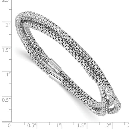 Sterlingsilber Rhodiniert 3 Intertwined Dehnbar Netz Bracelets