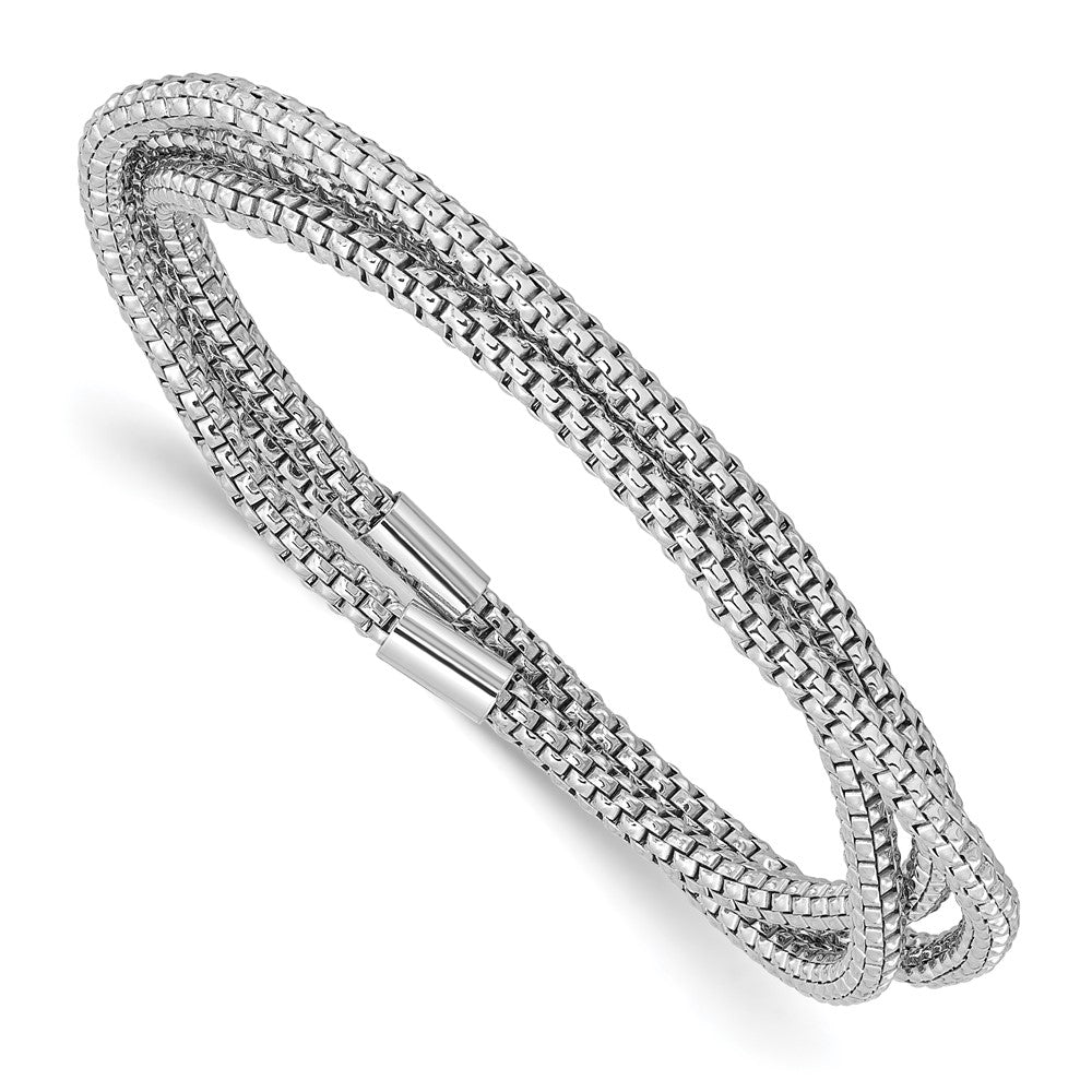 Sterlingsilber Rhodiniert 3 Intertwined Dehnbar Netz Bracelets
