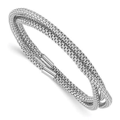 Sterlingsilber Rhodiniert 3 Intertwined Dehnbar Netz Bracelets