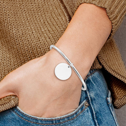 Sterlingsilber Rhodiniert mit Plättchen Hängend Schieber auf Armreif