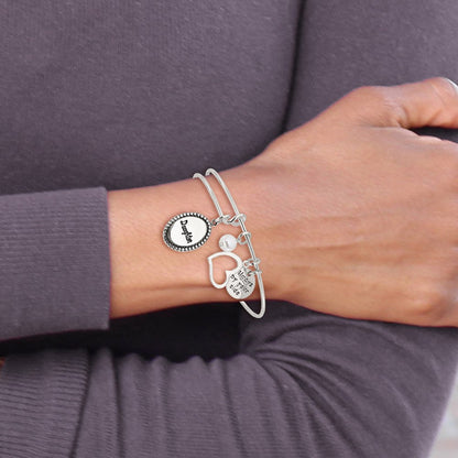 Sterlingsilber Antikisiert Syn. Perle Tochter Charm Verstellbar Armreif