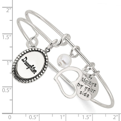 Sterlingsilber Antikisiert Syn. Perle Tochter Charm Verstellbar Armreif