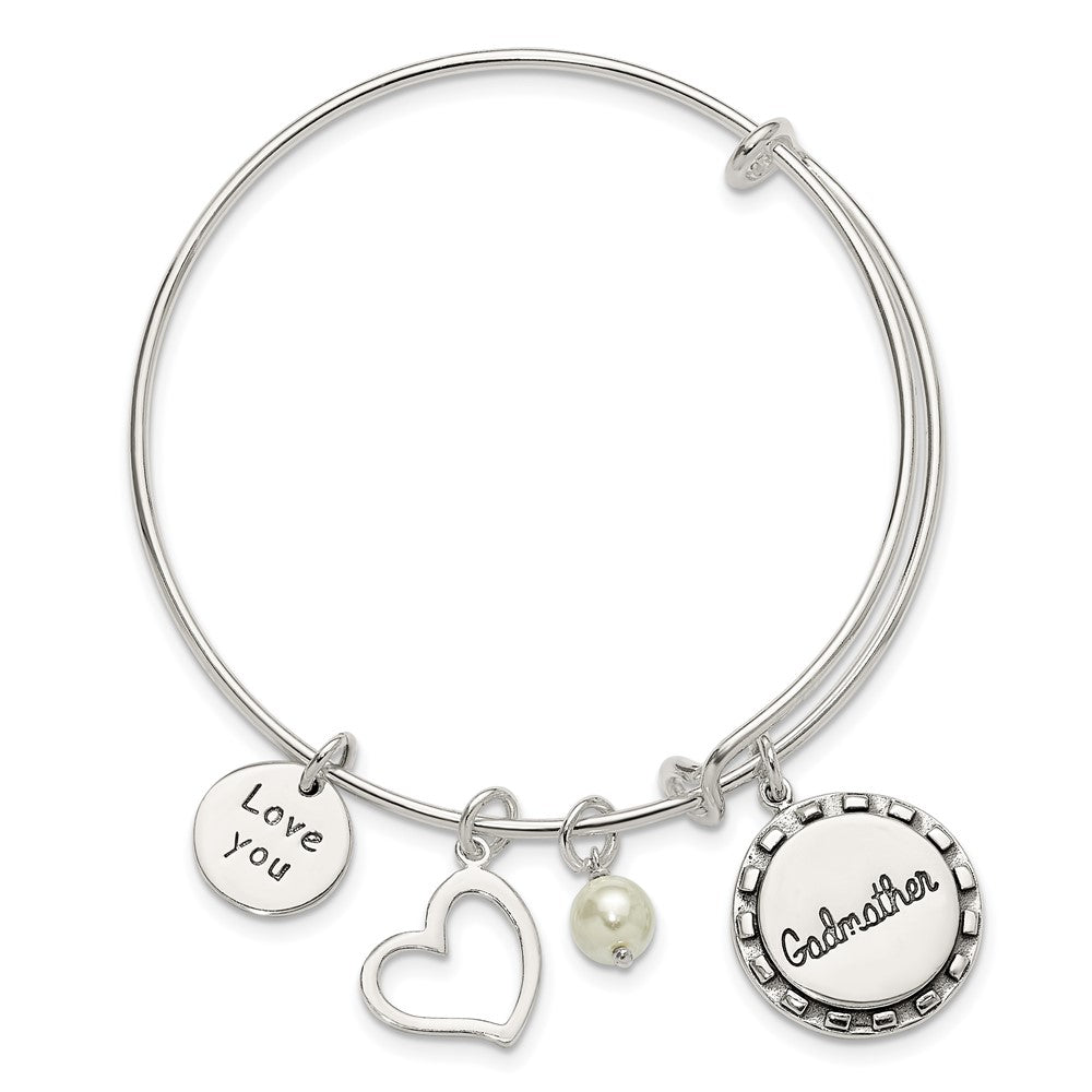 Sterlingsilber Antikisiert Syn. Perle Patin Charm Verstellbar Armreif