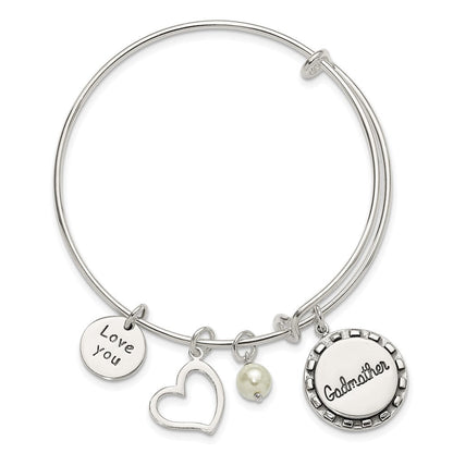 Sterlingsilber Antikisiert Syn. Perle Patin Charm Verstellbar Armreif