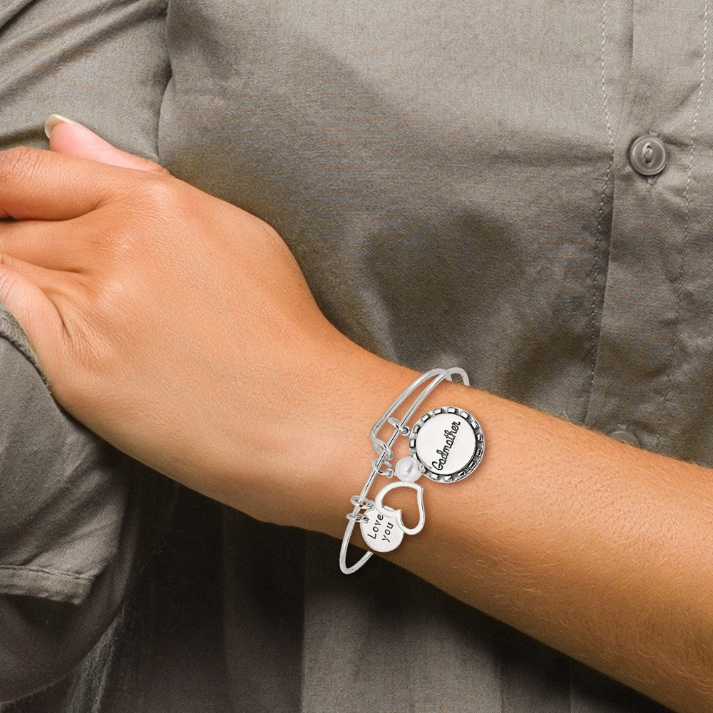 Sterlingsilber Antikisiert Syn. Perle Patin Charm Verstellbar Armreif