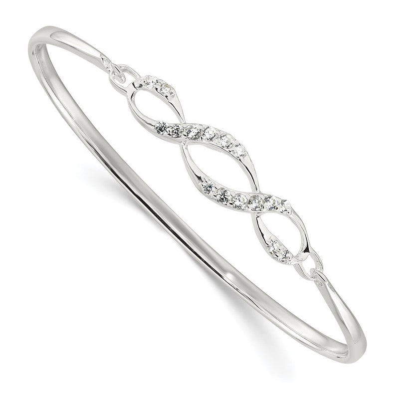 Sterlingsilber Poliert Zirkonia Fantasie Haken Armreif Armband