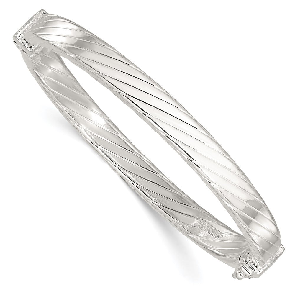 Sterlingsilber Striped 7mm Klappbar Armreif