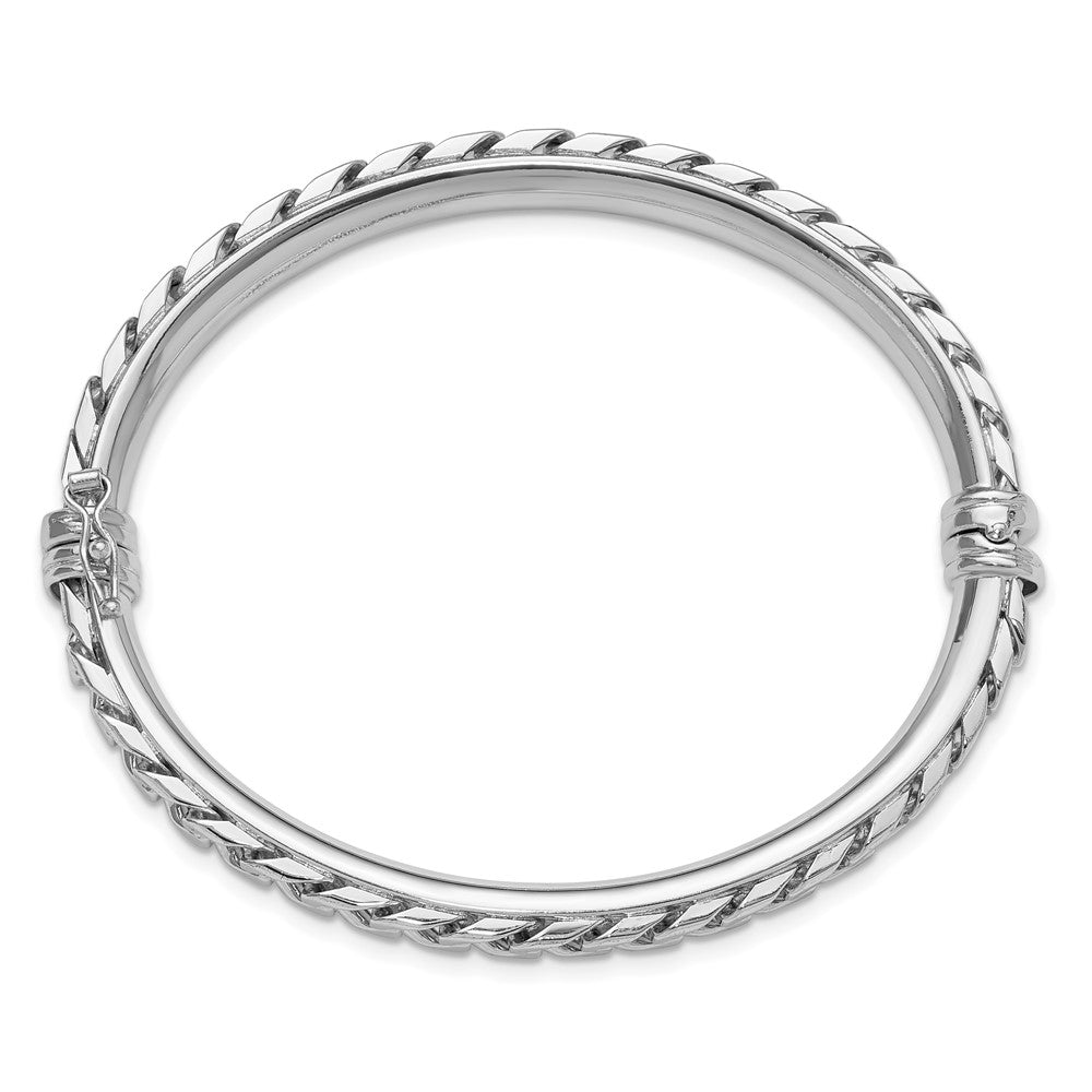 Sterlingsilber Poliert Rhodiniert Strukturiert Glieder Klappbar Armreif Bracele