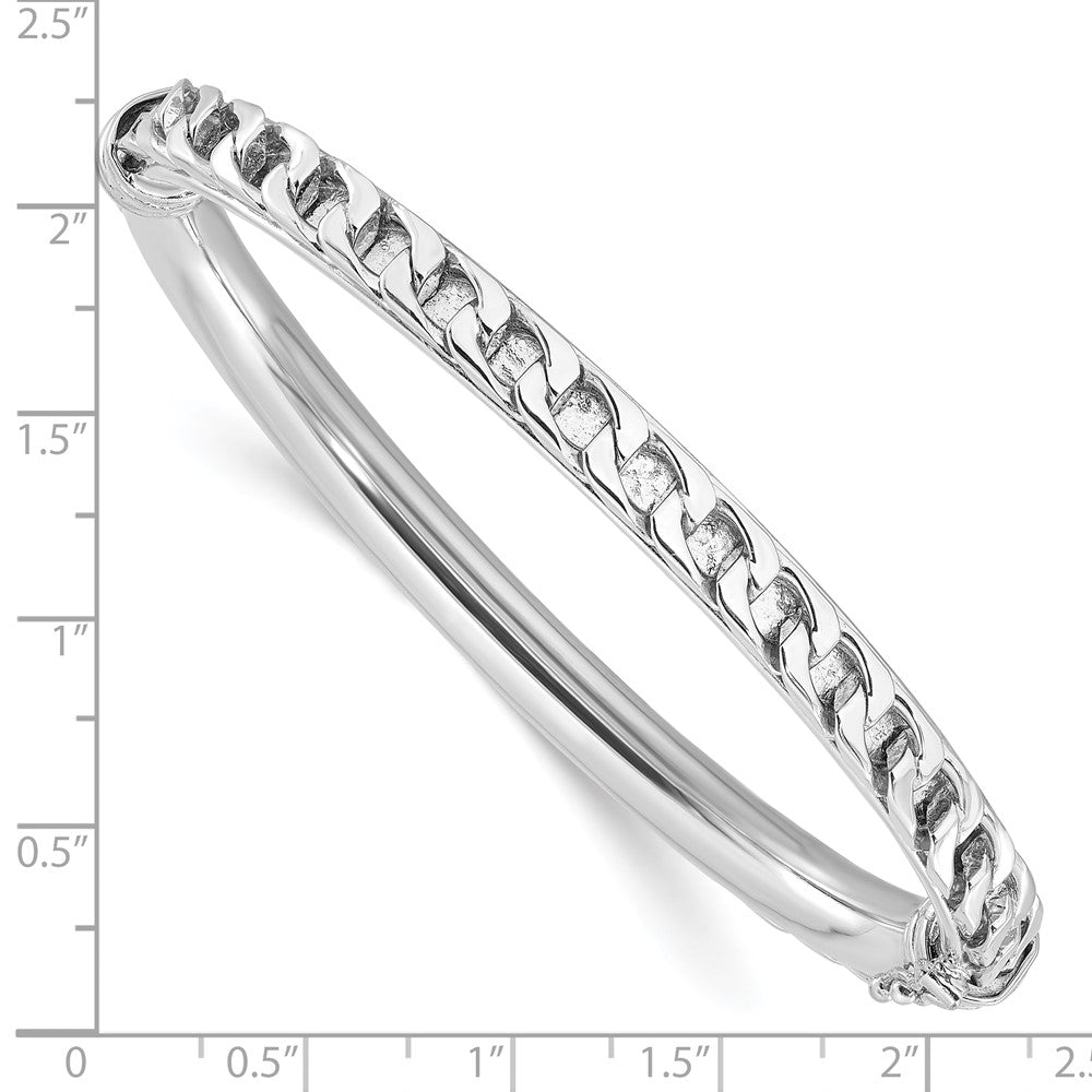 Sterlingsilber Poliert Rhodiniert Strukturiert Glieder Klappbar Armreif Bracele
