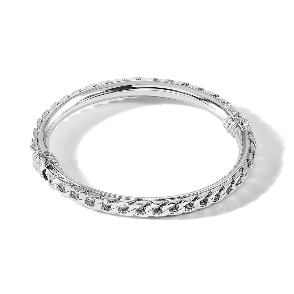 Sterlingsilber Poliert Rhodiniert Strukturiert Glieder Klappbar Armreif Bracele