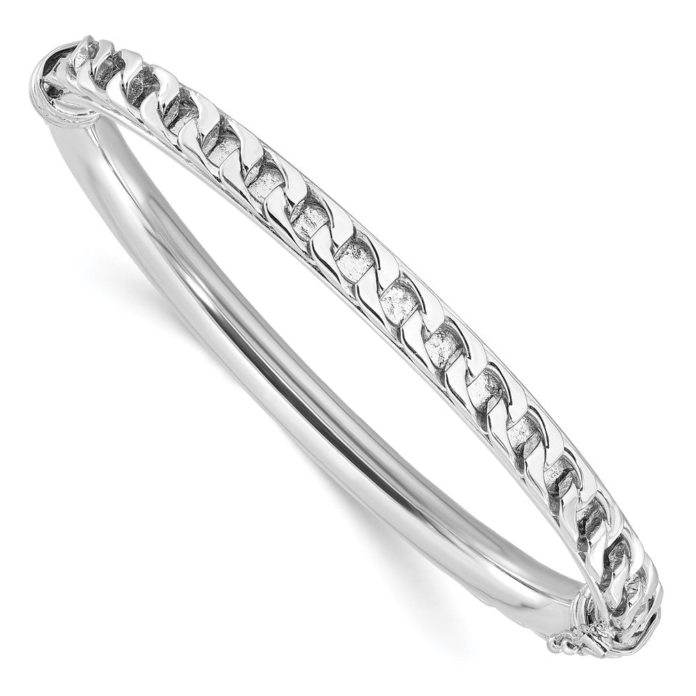 Sterlingsilber Poliert Rhodiniert Strukturiert Glieder Klappbar Armreif Bracele