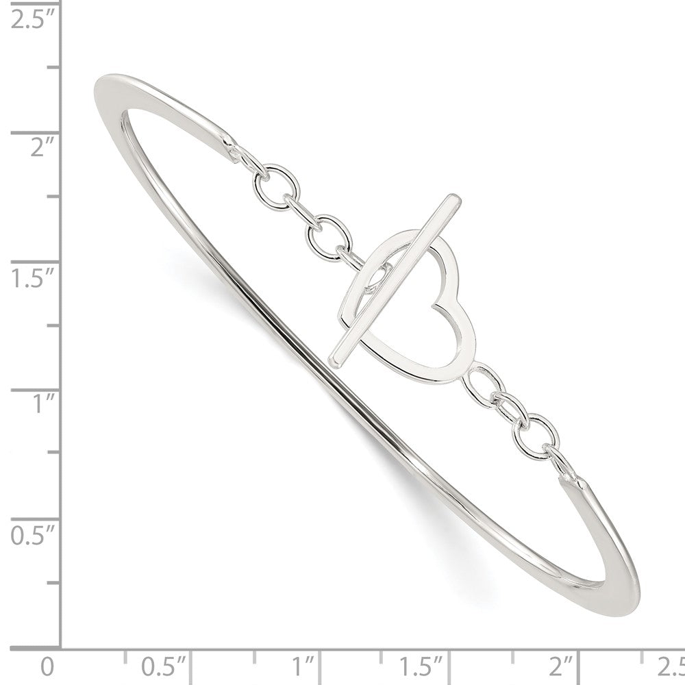 Sterlingsilber Poliert Herz Knebel Verschluss Armreif Armband
