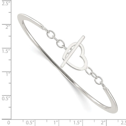 Sterlingsilber Poliert Herz Knebel Verschluss Armreif Armband