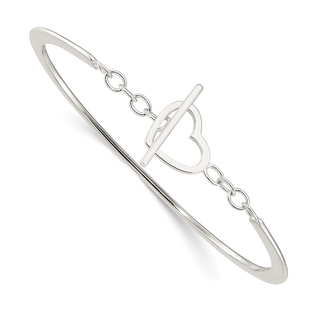 Sterlingsilber Poliert Herz Knebel Verschluss Armreif Armband