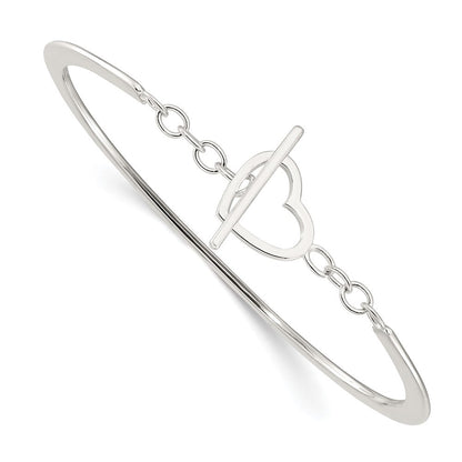 Sterlingsilber Poliert Herz Knebel Verschluss Armreif Armband