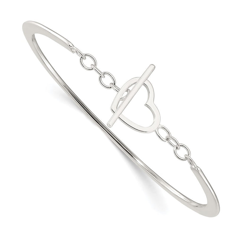 Sterlingsilber Poliert Herz Knebel Verschluss Armreif Armband