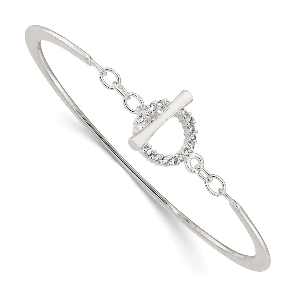 Sterlingsilber Poliert Zirkonia Knebel Verschluss Armreif Armband