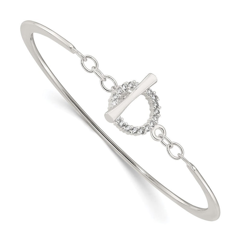 Sterlingsilber Poliert Zirkonia Knebel Verschluss Armreif Armband