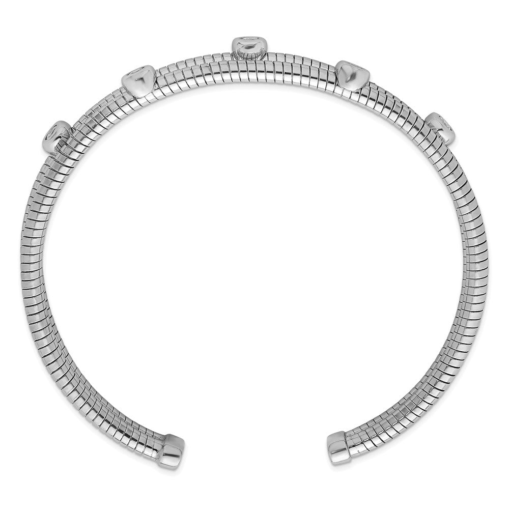 Sterlingsilber Rhodiniert Strukturiert Zirkonia Beweglich Wickel Armreif Armband