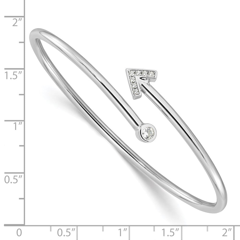Sterlingsilber Rhodiniert Zirkonia Pfeil Flexibel Manschette Armreif Armband