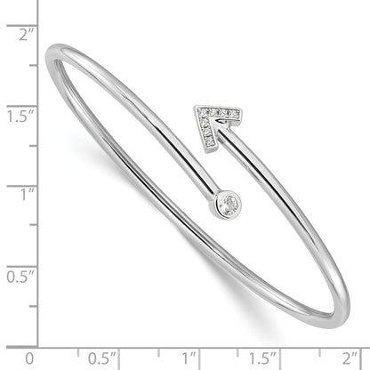 Sterlingsilber Rhodiniert Zirkonia Pfeil Flexibel Manschette Armreif Armband
