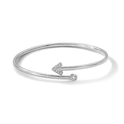 Sterlingsilber Rhodiniert Zirkonia Pfeil Flexibel Manschette Armreif Armband